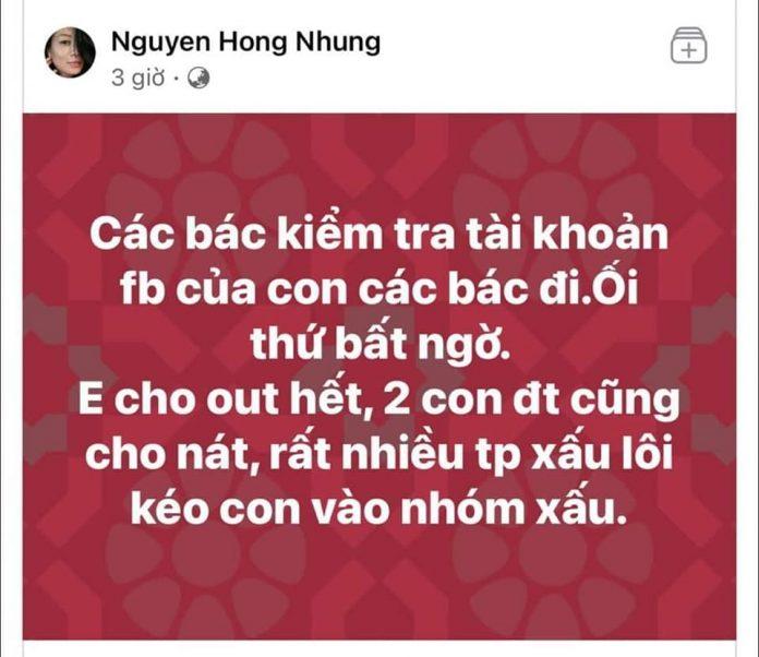 Bài post gốc của vợ Xuân Bắc (Nguồn: Internet)