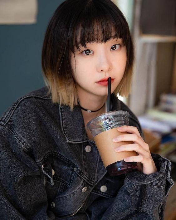 Kim Da Mi bên mái tóc ngắn Ombre. Ảnh: internet