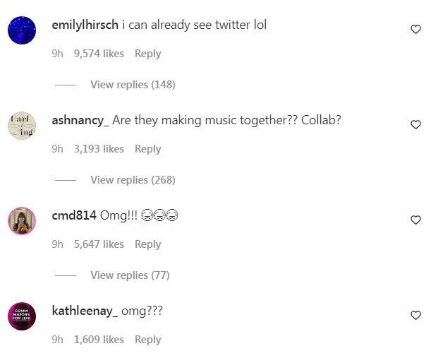Một số fan vẫn háo hứng về hint collab khi bình luận: "Họ đang làm nhạc cùng nhau ư? Collab sao?" (Nguồn: Internet)