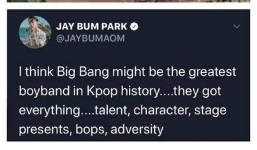 Jay Park động chạm đến fandom BTS khi khen Big Bang "là nhóm nhạc K-pop vĩ đại nhất... họ có mọi thứ... tài năng, nhân cách, khả năng làm chủ sân khấu, các bài hát hay, nghịch cảnh" (Nguồn: Internet)