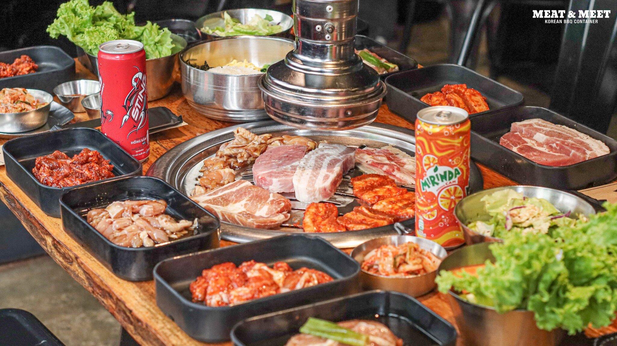 Nhà hàng buffet Meat & Meet chủ yếu có các loại thịt heo và thịt bò (Ảnh Meat & Meet BBQ)