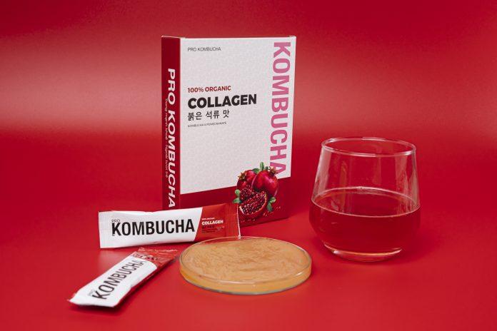 Phiên bản Pro Kombucha phiên bản Collagen và Lựu khi pha ra sẽ có màu đỏ nổi bật (nguồn: internet)