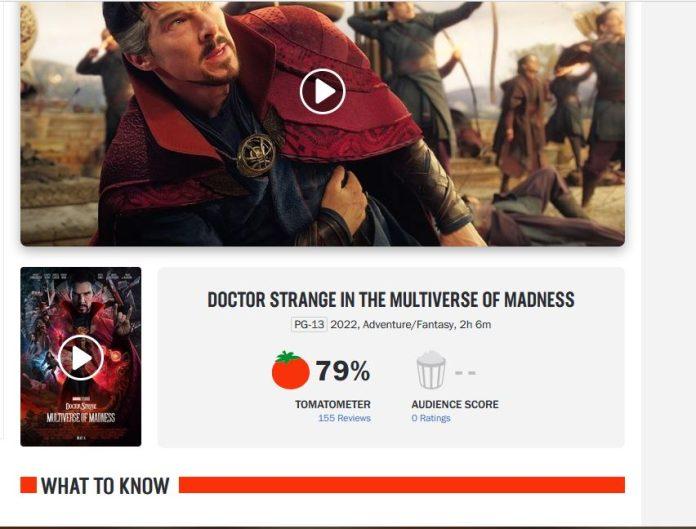 Rotten Tomatoes chấm điểm 79% đối với Dr. Strange 2 (Nguồn: Internet)