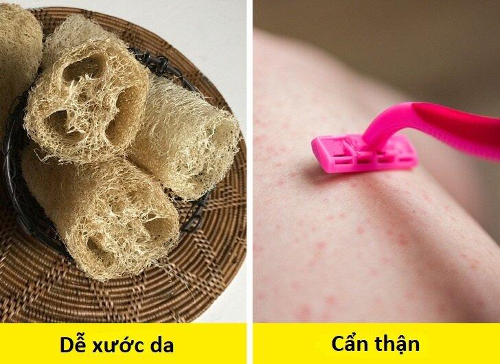 Nhất định phải cẩn thận khi sử dụng xơ mướp tắm sau khi wax lông nhé (Ảnh: Internet)