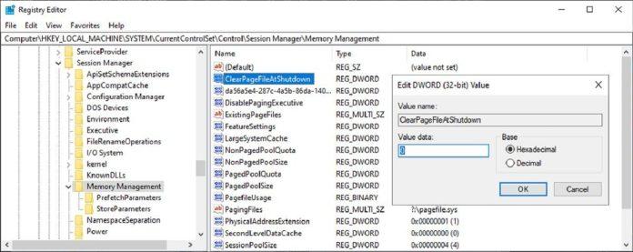 Tắt tính năng xóa page file khi tắt máy (Ảnh: Internet).