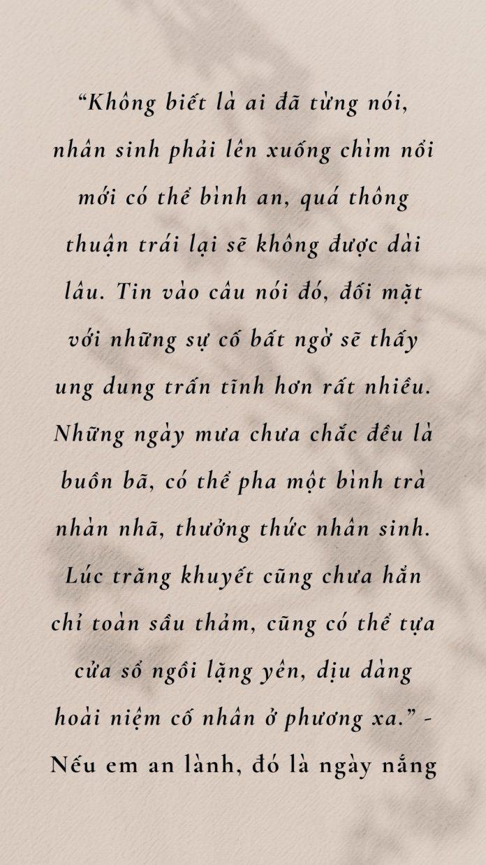 Trích dẫn "Nếu em an lành, đó là ngày nắng" - Bạch Lạc Mai (ảnh: BlogAnChoi)