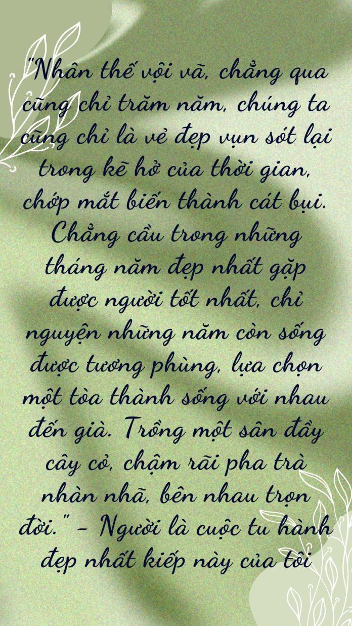 Trích dẫn "Người là cuộc tu hành đẹp nhất kiếp này của tôi" - Bạch Lạc Mai (ảnh: BlogAnChoi)