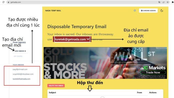 Giao diện email ảo của Nada (Nguồn ảnh: BlogAnChoi).