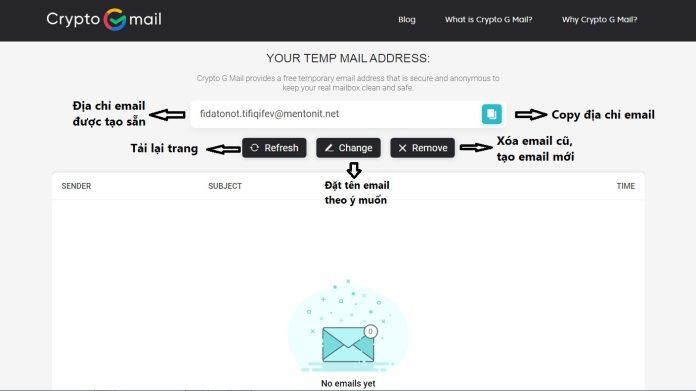 Giao diện của email ảo Cryptogmail (Nguồn ảnh: BlogAnChoi).
