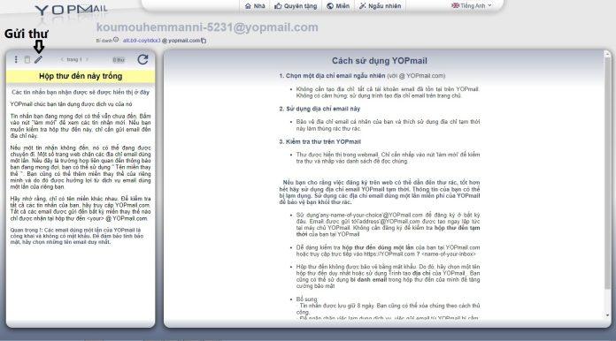 Gửi thư bằng email ảo của Yopmail (Ảnh: BlogAnChoi).