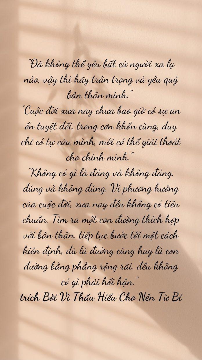 Trích dẫn "Bởi Vì Thấu Hiểu Cho Nên Từ Bi" - Bạch Lạc Mai (ảnh: BlogAnChoi)