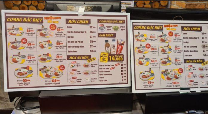 Thực đơn cơm tấm và đồ uống của quán. (Ảnh: Internet)