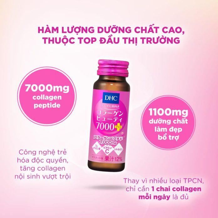 DHC Collagen Beauty 7000 Plus cung cấp collagen giúp da mềm mượt và ẩm mịn hơn so với collagen dạng viên (nguồn: internet)