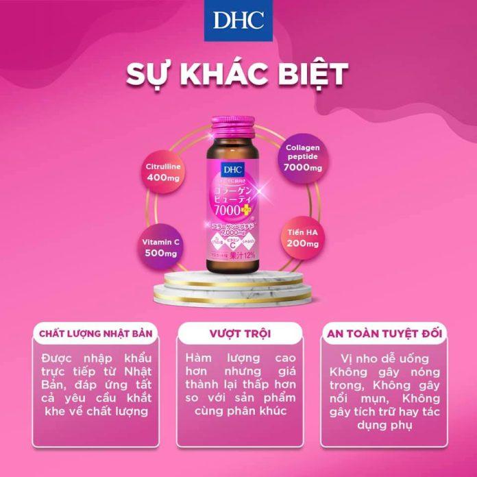 DHC Collagen Beauty 7000 Plus có chứa nhiều hoạt chất có lợi để nuôi dưỡng làn da trẻ trung, đàn hồi so với collagen dạng viên uống (nguồn: internet)