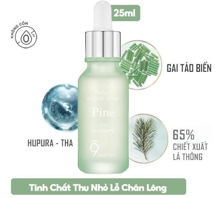 Thành phần chính của 9wishes Pine Perfect Ampule Serum (Nguồn: Internet)