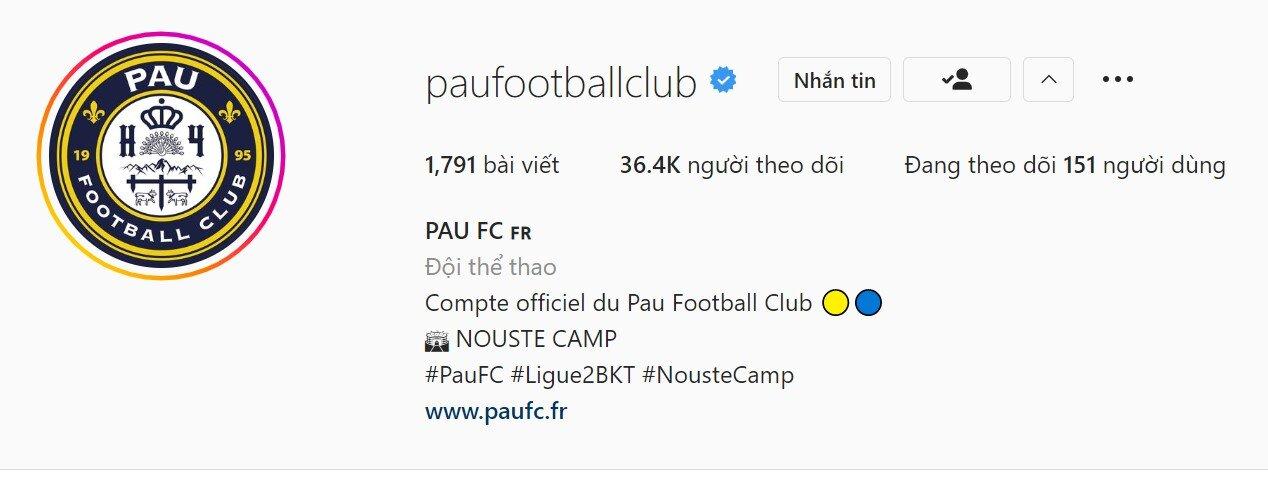 Trang Instagram chính thức của đội bóng. (Nguồn: Internet)
