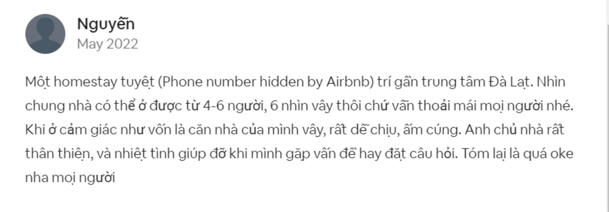 Đánh giá trên Airbnb (Nguồn: Airbnb)
