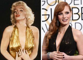 11 ngôi sao khiến khán giả thổn thức khi tái hiện lại những bộ trang phục huyền thoại của Hollywood Marilyn Monroe và Jessica Chastain (Ảnh: Internet)