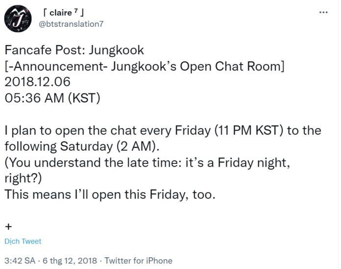 Jungkook từng dành thời gian để trò chuyện với fan trên Fancafe (Ảnh: Internet)