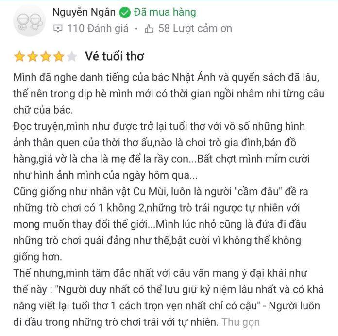 Đánh giá của độc giả trên Tiki. (Ảnh: BlogAnChoi)