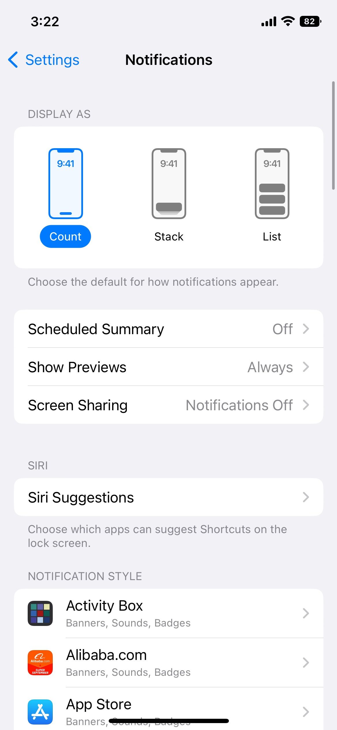 Các chế độ hiển thị thông báo khác nhau trên iOS 16 (Ảnh: Internet)