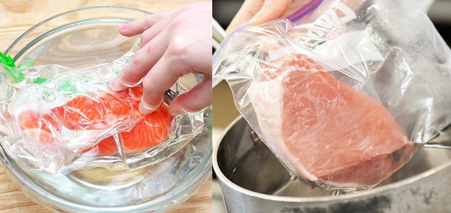 Bạn nên bảo quản thịt trong túi nilong giúp rã đông an toàn (Ảnh: Internet)