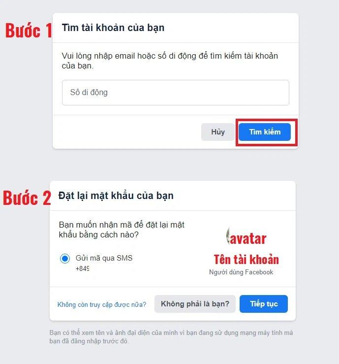 Cách tìm Facebook bằng số điện thoại bằng tính năng tìm kiếm tài khoản của Facebook. (Ảnh: Internet)