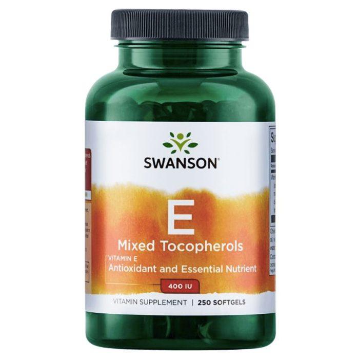 Viên uống Vitamin E tốt cho da mặt Swanson E Mixed Tocopherols 400IU (Ảnh: Internet).