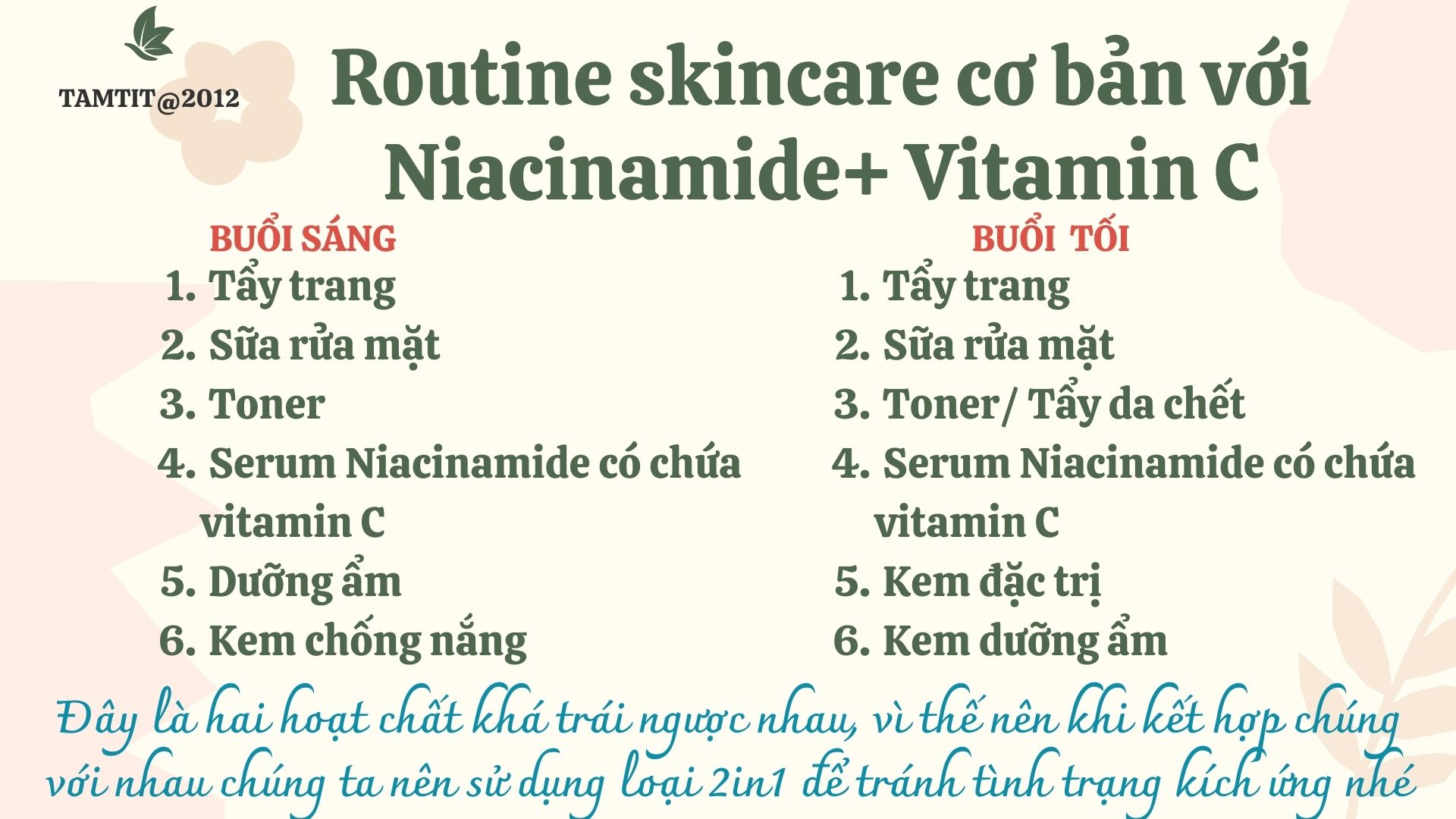 Routine kết hợp Niacinamide với Vitamin C (Nguồn: Tự edit)