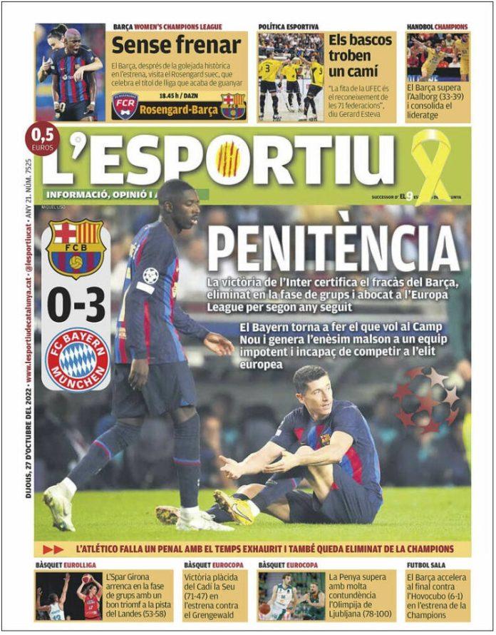 Thất bại của Barca ở Champions League được báo chí Tây Ban Nha cho là kinh hoàng (Ảnh: Internet)