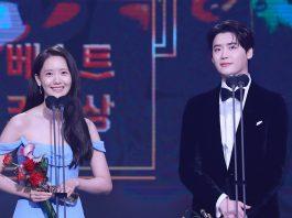 Lee Jong Suk và Im YoonA nhận giaiar Best Couple (Ảnh: Internet)