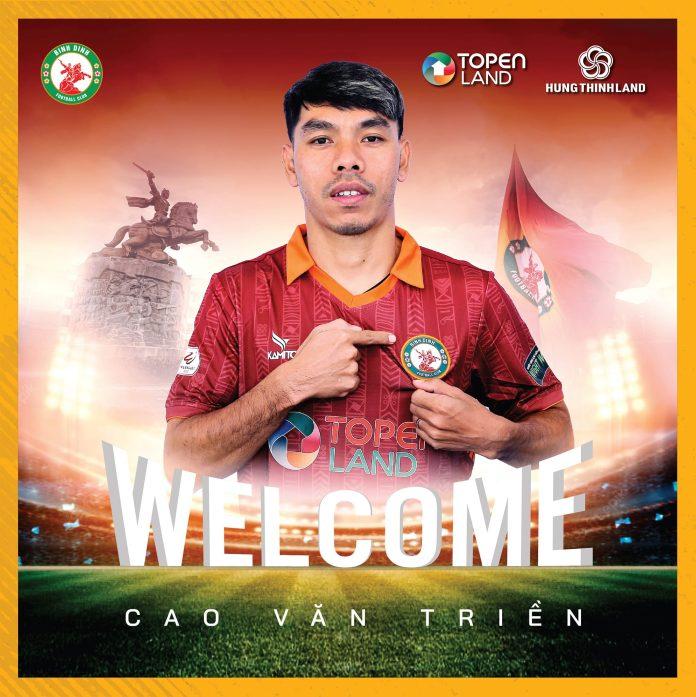 Fanpage CLB Topenland Bình Định thông báo chính thức chiêu mộ cầu thủ Cao Văn Triền (ảnh: CLB Topenland Bình Định)