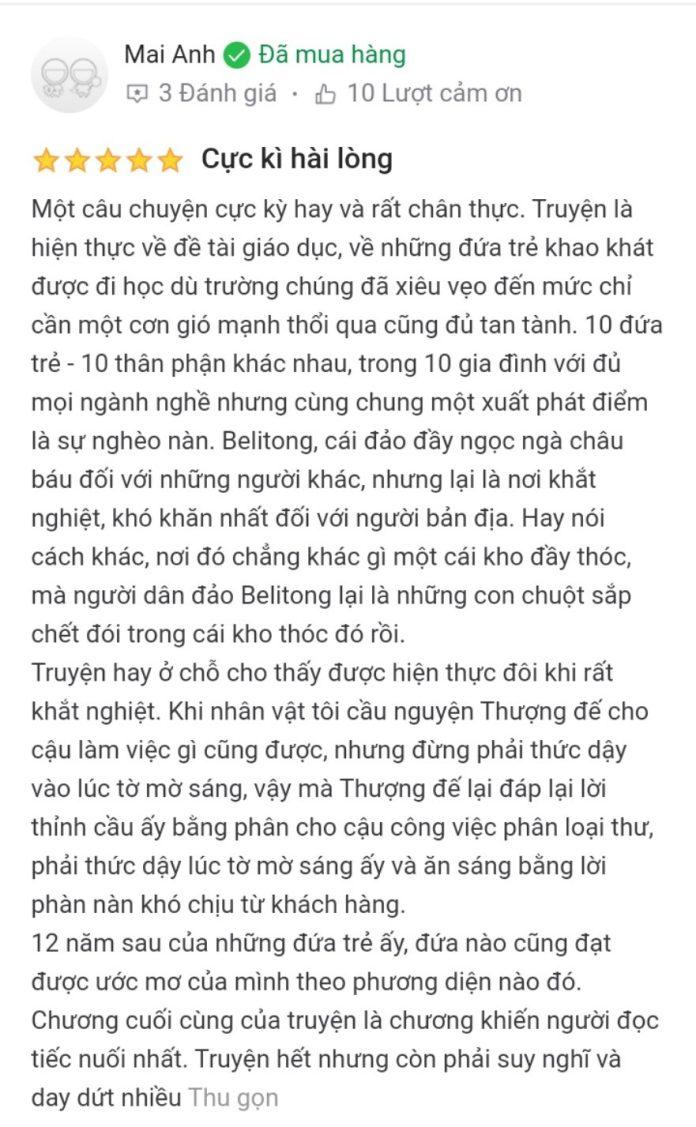 Đánh giá của độc giả trên Tiki Trading (Ảnh: BlogAnChoi)