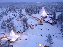 FILE PHOTO: An aerial view shows the Santa Claus Village in the Arctic Circle near Rovaniemi, Finland, December 3, 2021. Picture taken with a drone. REUTERS/Attila Cser