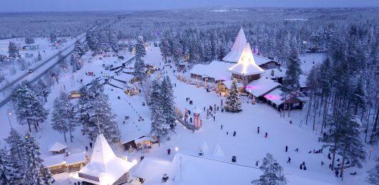 FILE PHOTO: An aerial view shows the Santa Claus Village in the Arctic Circle near Rovaniemi, Finland, December 3, 2021. Picture taken with a drone. REUTERS/Attila Cser