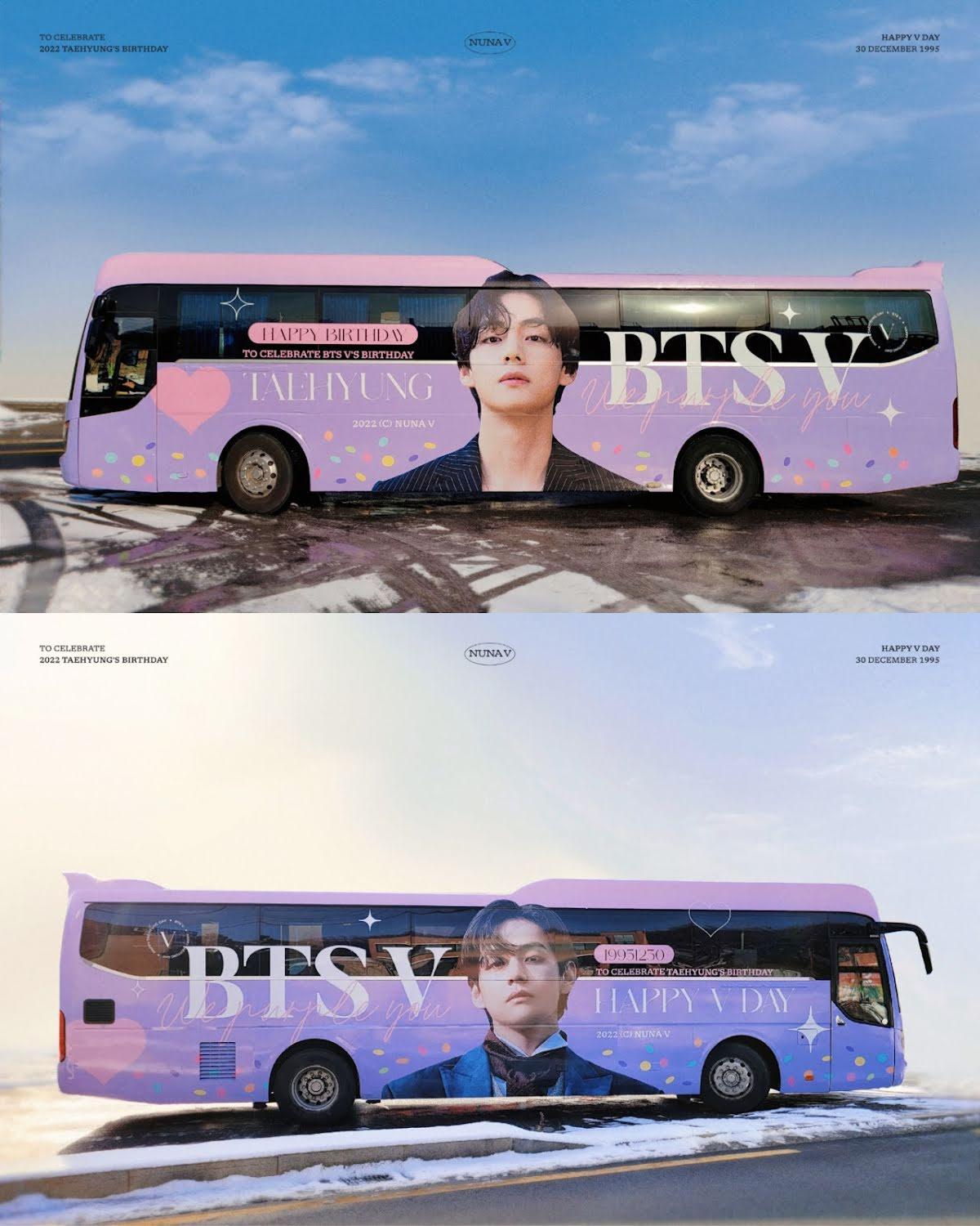 Quảng cáo sinh nhật V BTS trên xe bus 2 tuần (Ảnh: Internet)