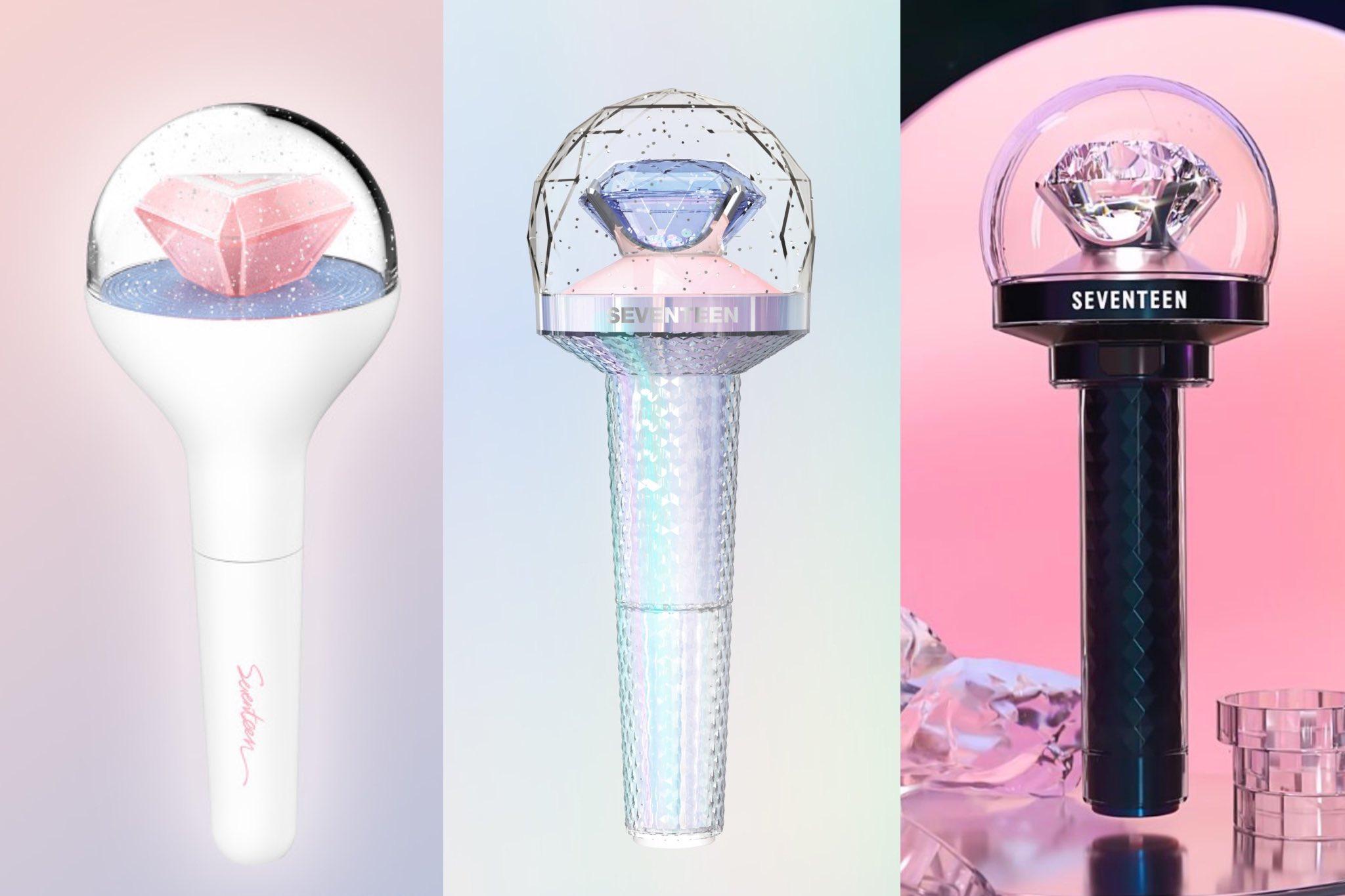 SEVENTEEN lightstick carat bong ver 1,2,3 với sự khác biệt màu sắc rõ rệt (Ảnh: Internet)