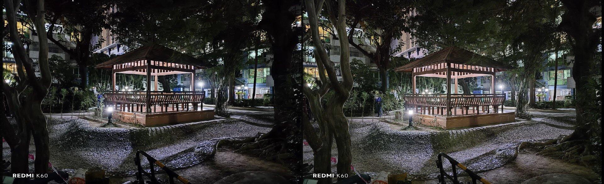 Ảnh chụp từ camera chính: Bên trái là ở điều kiện bình thường và bên phải là bật Nightmode (Ảnh: Internet)