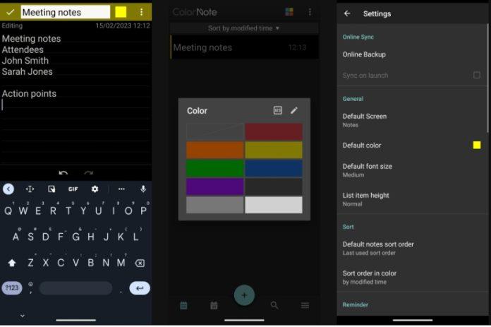 Ứng dụng ghi chú ColorNote (Ảnh: Internet)