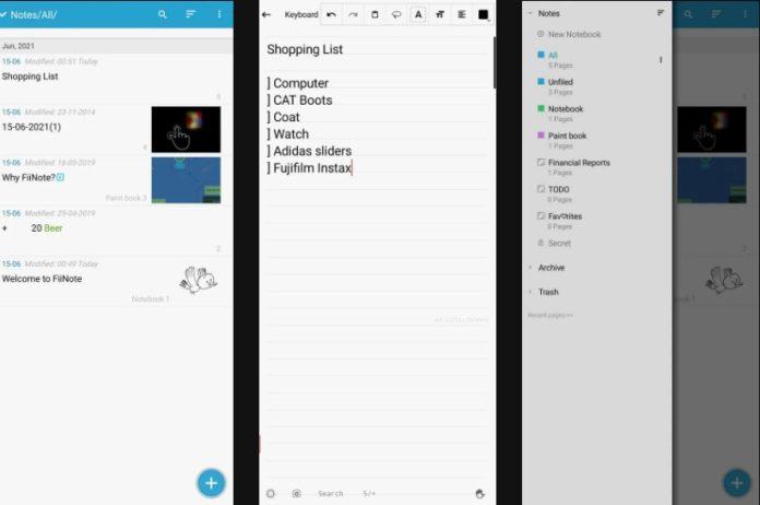 Ứng dụng ghi chú FiiNote (Ảnh: Internet)