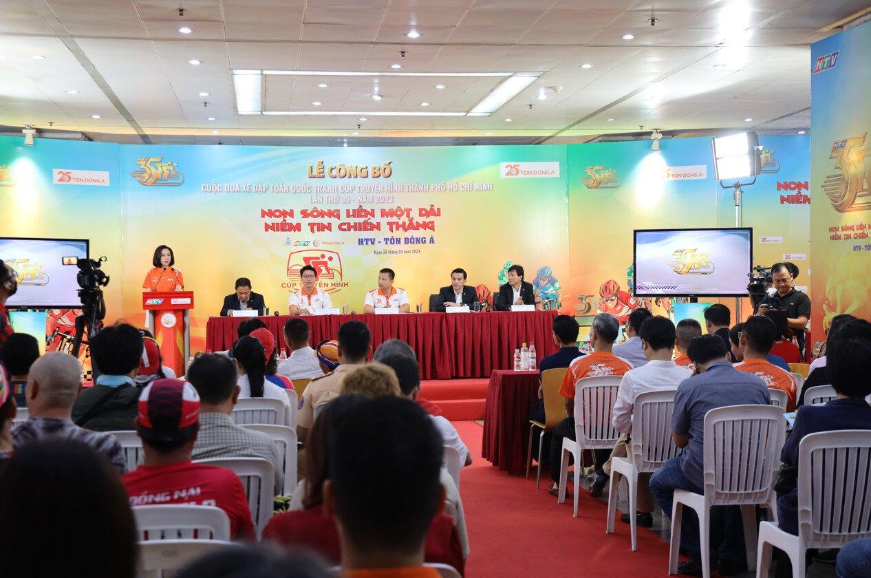 Ngày 20/3, Đài Truyền hình TPHCM (HTV) tổ chức họp báo công bố thông tin về giải đua xe đạp toàn quốc tranh Cúp Truyền hình TPHCM lần thứ 35 - “Non sông liền một dải - Niềm tin chiến thắng” - HTV Tôn Đông Á năm 2023 (Ảnh: Internet)