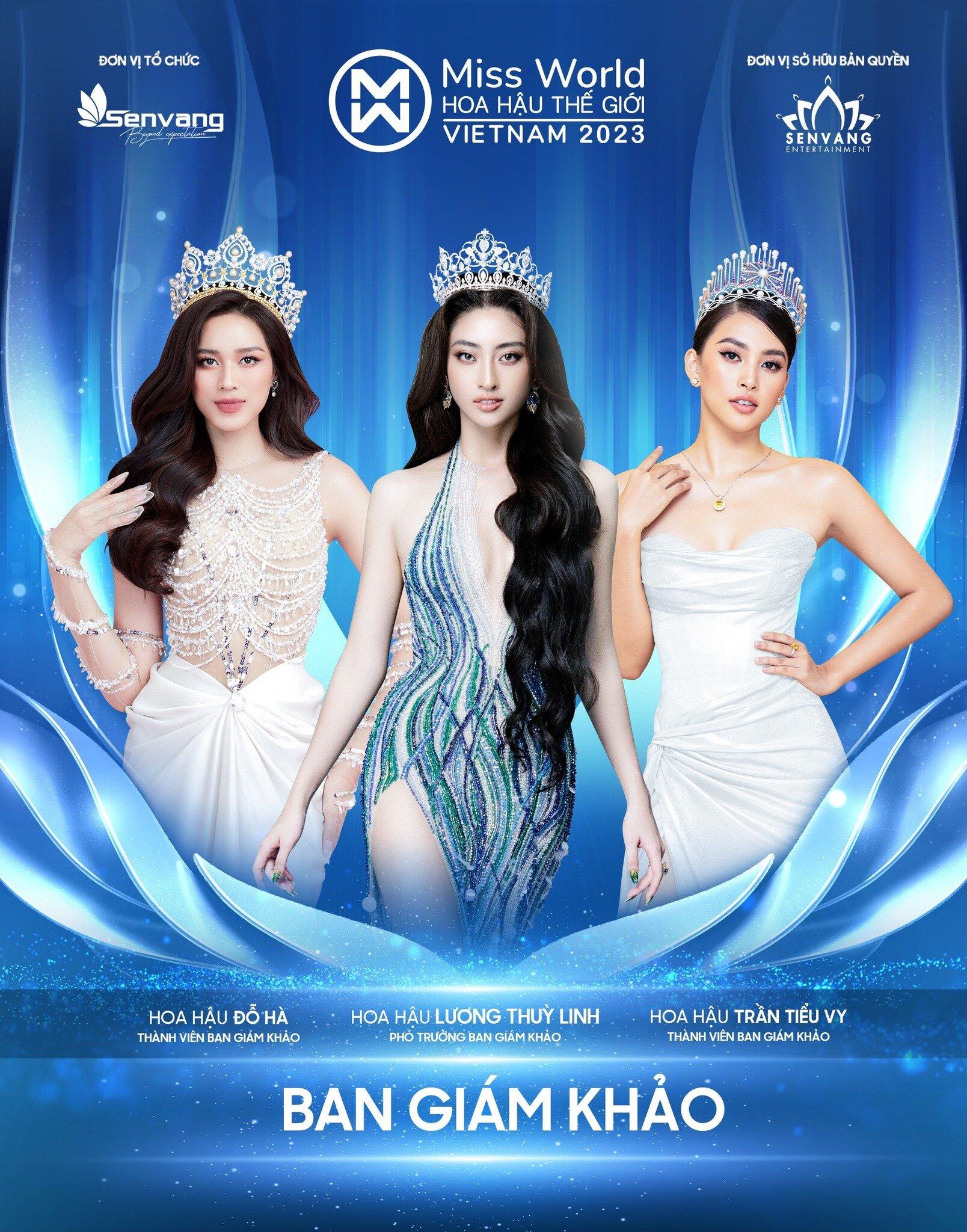 Đỗ Hà, Lương Thùy Linh và Tiểu Vy xác nhận là thành viên ban giám khảo Hoa hậu Thế giới Việt Nam 2023 (Ảnh: Fanpage Miss World Vietnam)