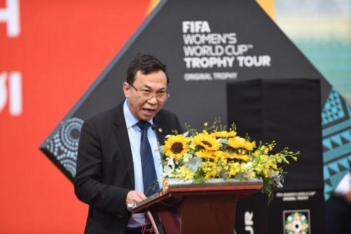 Ông Trần Quốc Tuấn - Chủ tịch VFF chia sẻ tại buổi lễ (Ảnh: Internet)