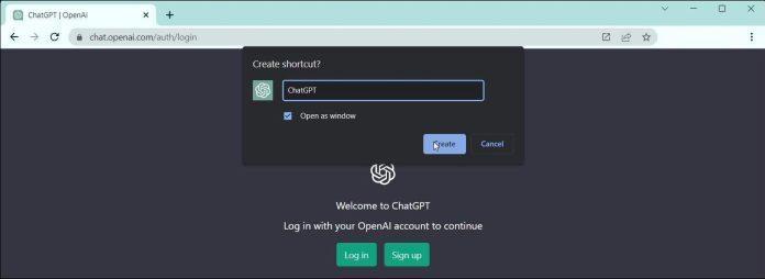 Tạo shortcut cho ChatGPT trong trình duyệt Chrome (Ảnh: Internet)