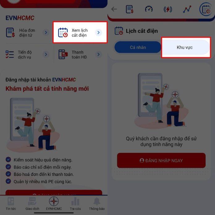 Cách tra lịch cúp điện trên ứng dụng EVN (Ảnh: Internet)