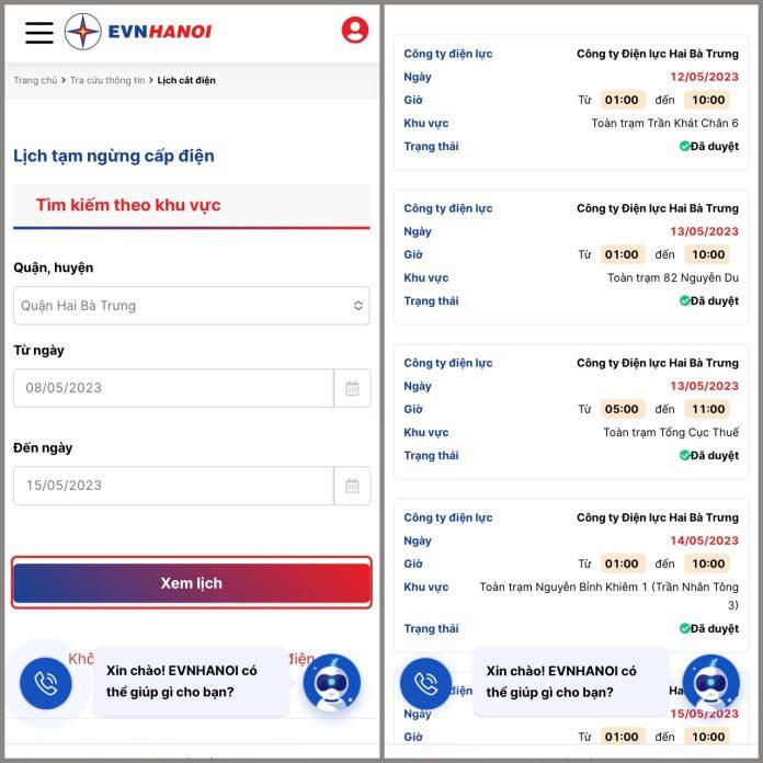 Tra cứu lịch cúp điện trên máy tính (Ảnh: Internet)