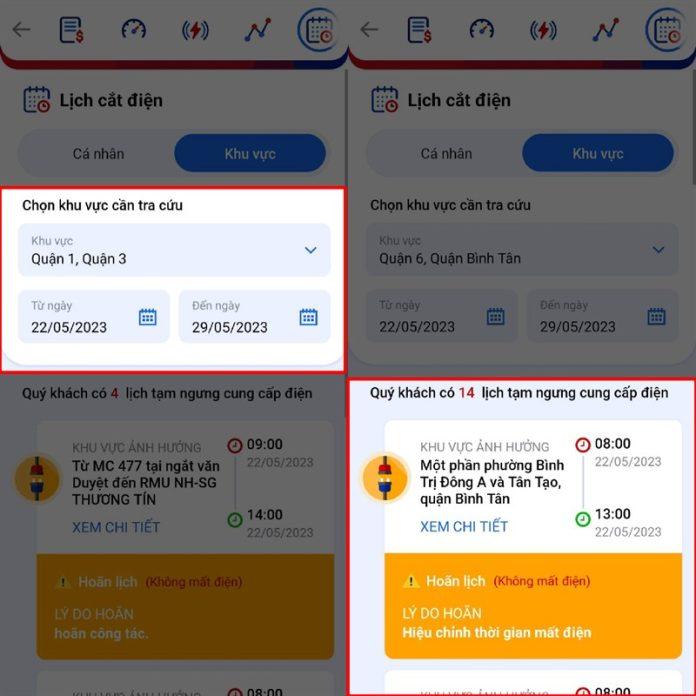 Cách tra lịch cúp điện trên ứng dụng EVN (Ảnh: Internet)