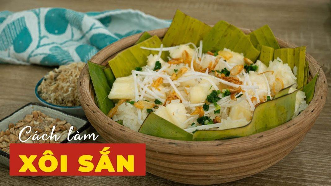 Xôi sắn mỡ hành - Món ăn tuổi thơ. (Nguồn: Cook Béo)