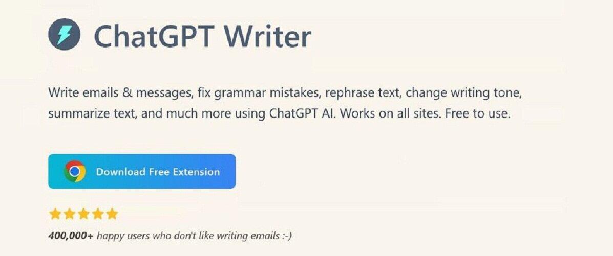 ChatGPT Writer là extension dành cho trình duyệt web (Ảnh: Internet)
