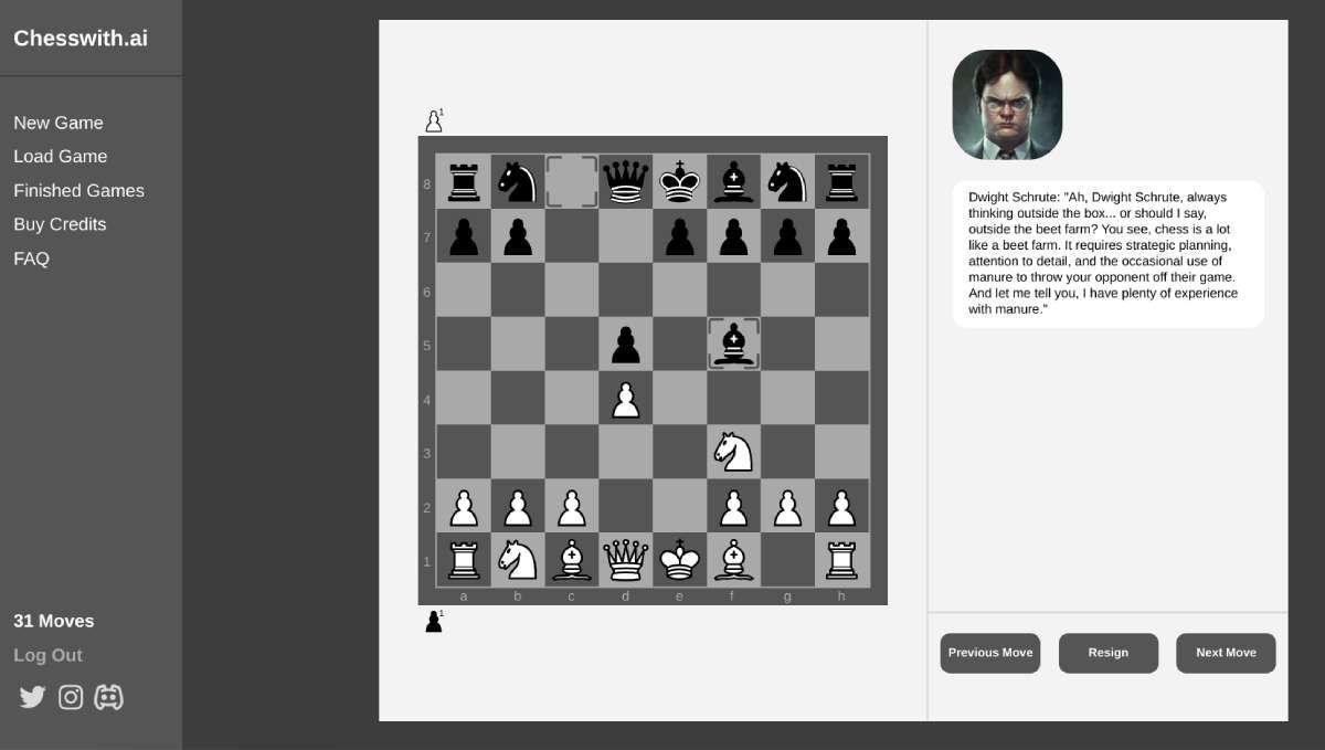 Game cờ vua độc lạ Chesswith.ai (Ảnh: Internet)